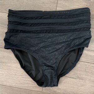 KIAVA High-Waist Black Bikini Bottom with Mesh details